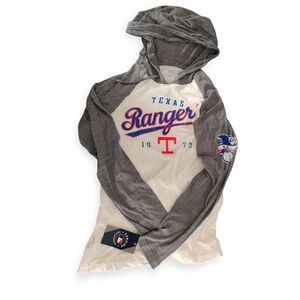 MLB Texas Rangers Gray & White Hooded Raglan Long Sleeve